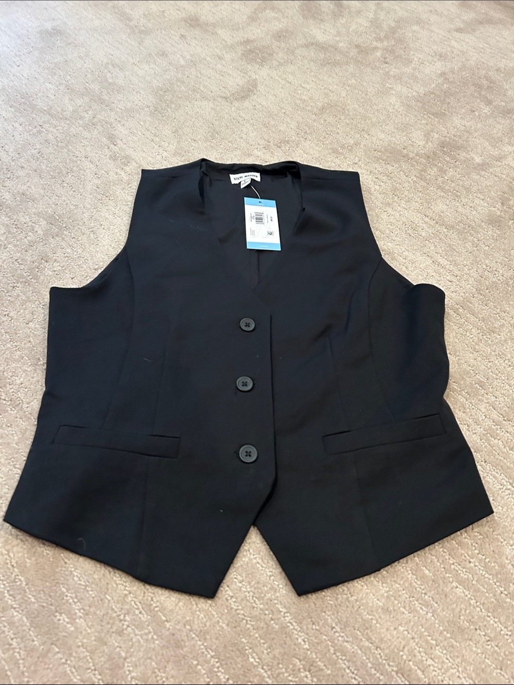 Steve Madden Black Button Front Tailored Vest
